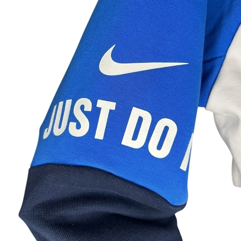 Nike Dri Fit 1/4 Zip Hi Low Sweatshirt Blue White Long Sleeve Women Size Medium